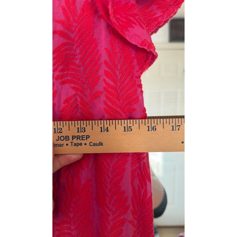 NEW Vineyard Vines Pink Embroidered Feather Tassel V Neck Mini Dress Women's XS - Picture 3 of 4
